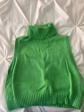 Papermoon Bright Green Sleeveless Turtleneck Sweater Vest